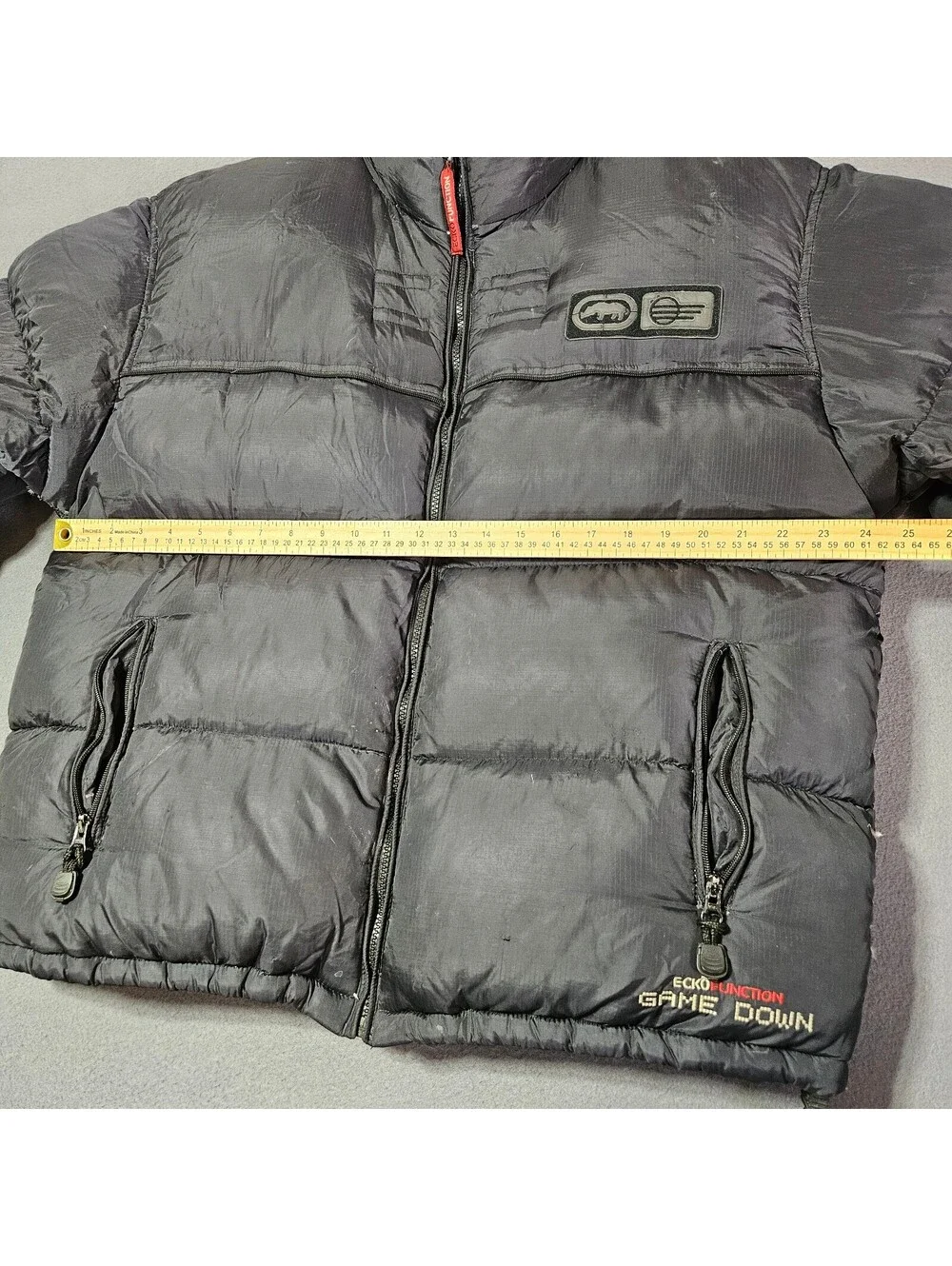 Ecko Men's Large Black Nylon Down Puffer Jacket Warm Winter Coat Streetwear